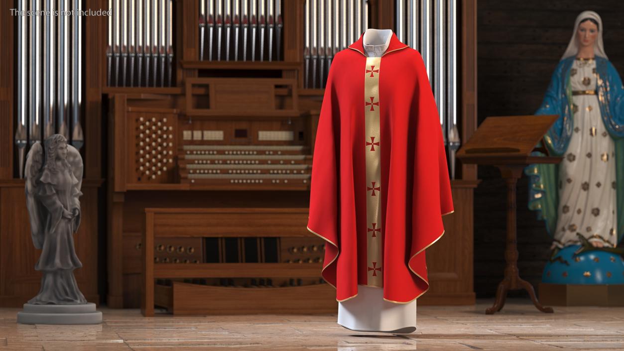 Red Gothic Chasuble 3D model