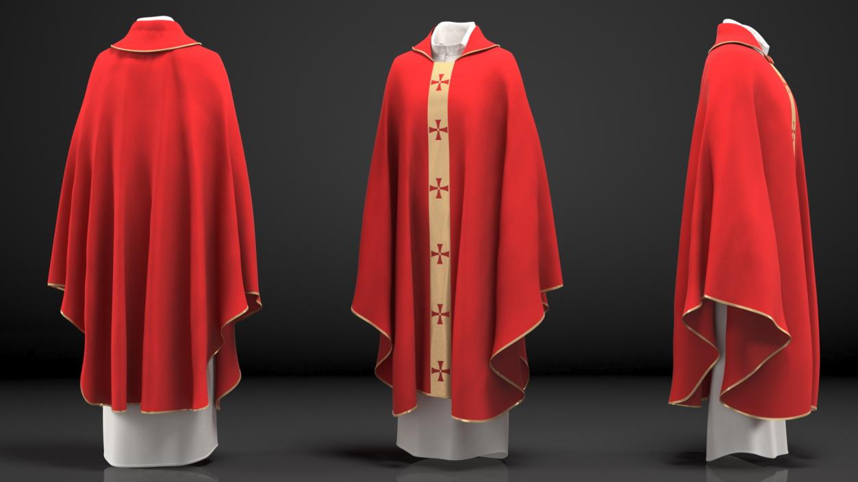 Red Gothic Chasuble 3D model