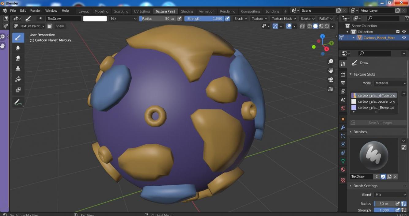 Cartoon Planet Mercury 3D