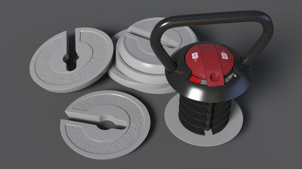 3D Kettlebell with Disks Gray 2 model