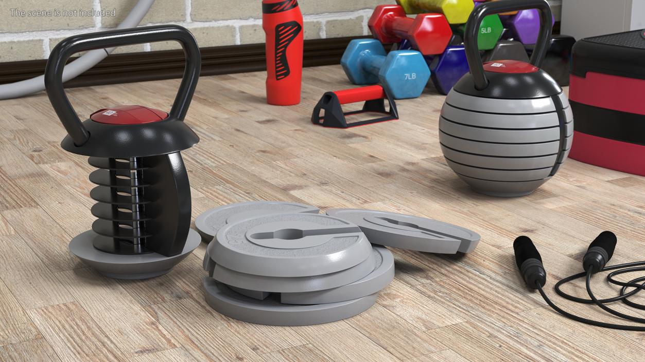 3D Kettlebell with Disks Gray 2 model