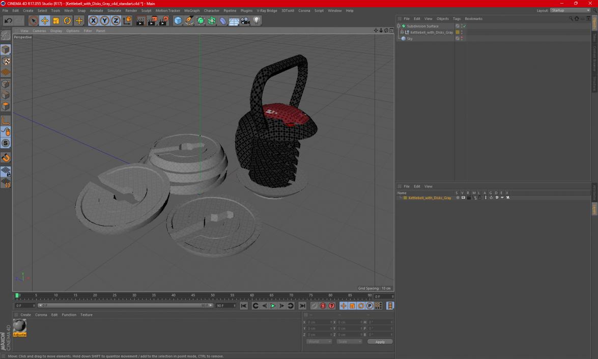 3D Kettlebell with Disks Gray 2 model