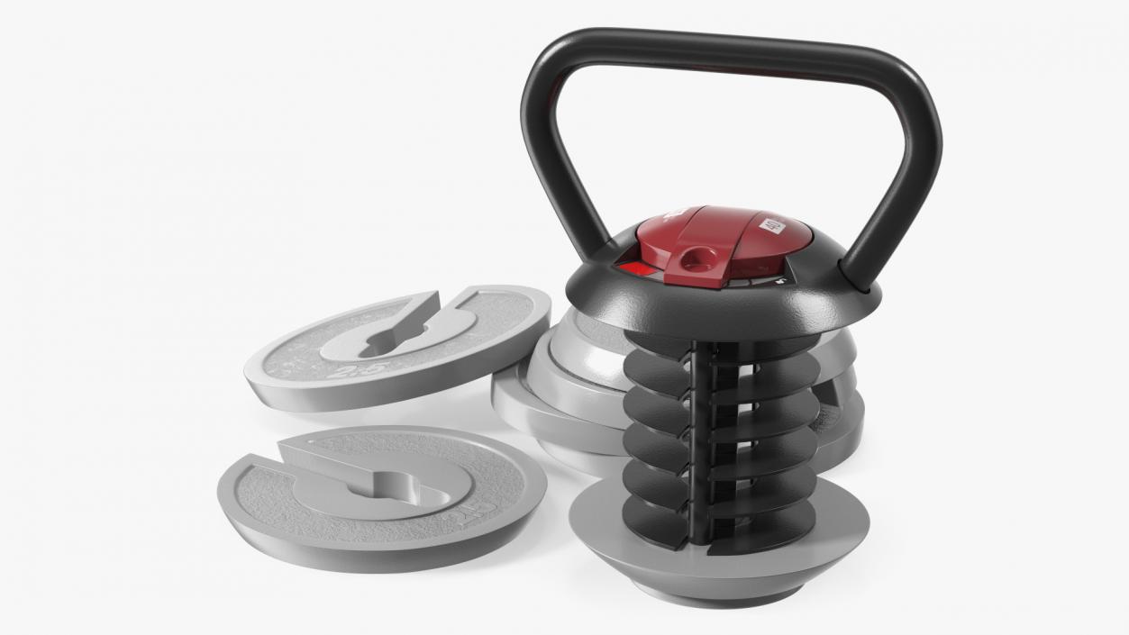 3D Kettlebell with Disks Gray 2 model