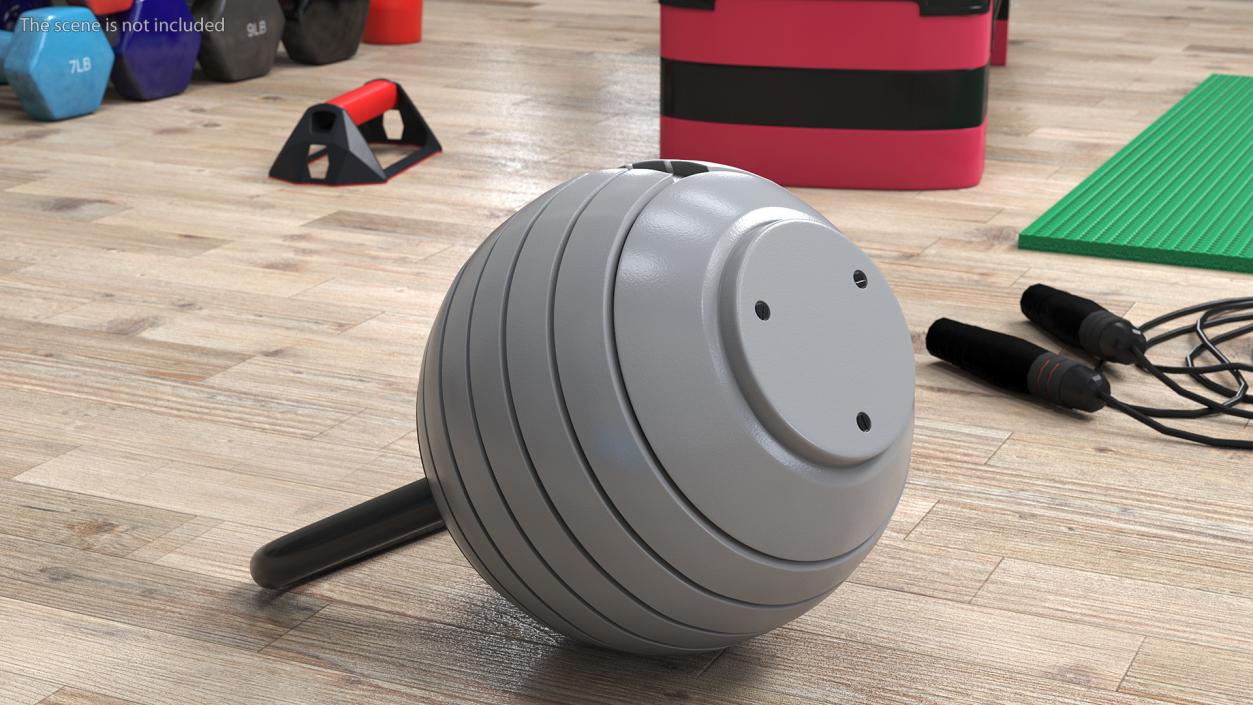 3D Kettlebell with Disks Gray 2 model