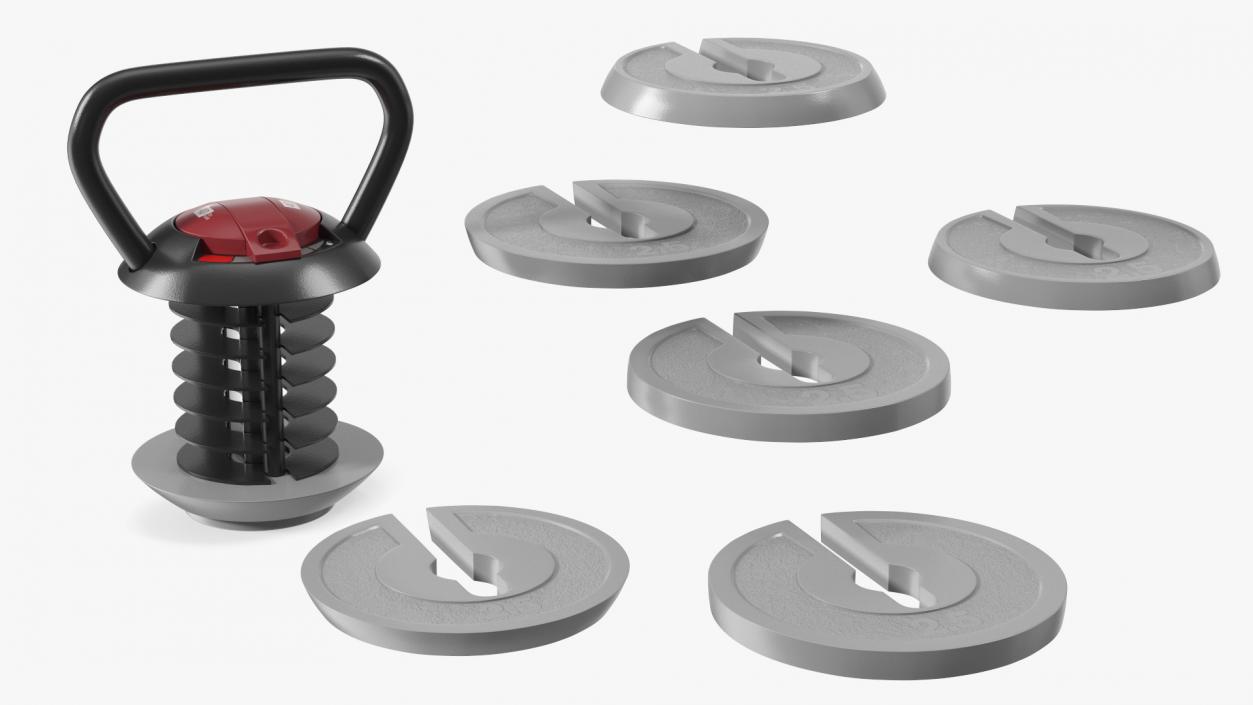 3D Kettlebell with Disks Gray 2 model