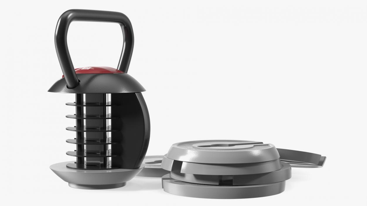 3D Kettlebell with Disks Gray 2 model