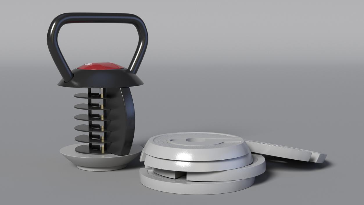 3D Kettlebell with Disks Gray 2 model