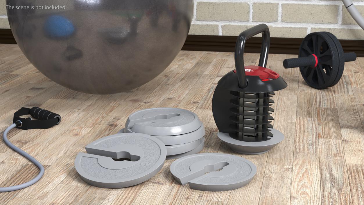 3D Kettlebell with Disks Gray 2 model