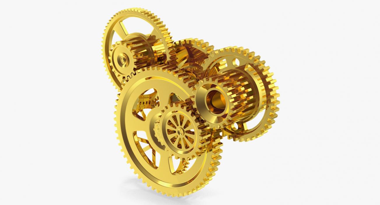 3D Abstract Gold Gear Mechanism model