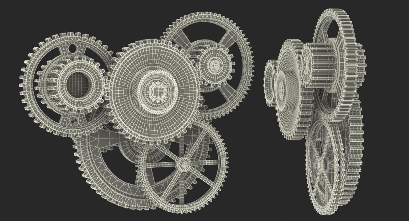 3D Abstract Gold Gear Mechanism model