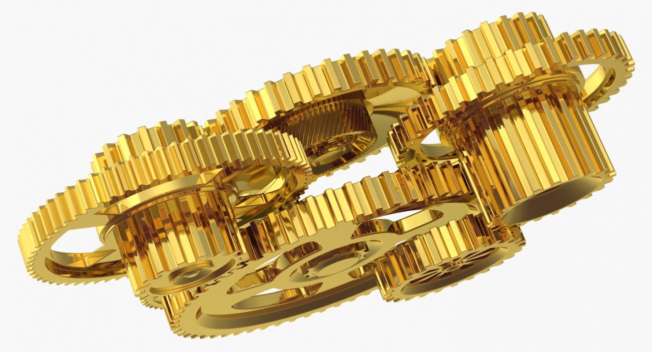 3D Abstract Gold Gear Mechanism model