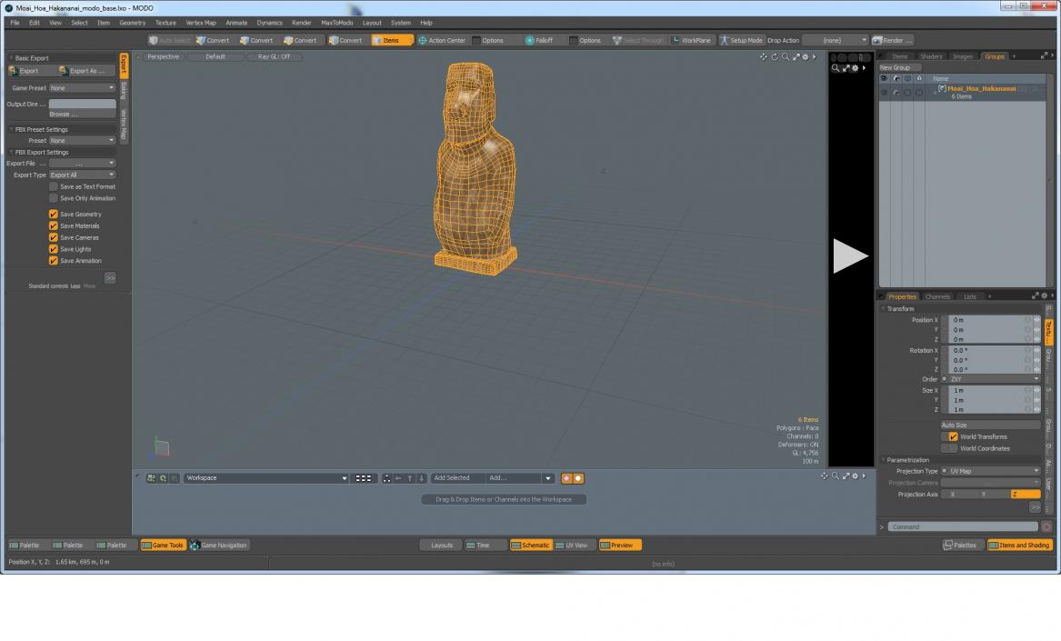 3D Moai Hoa Hakananai model