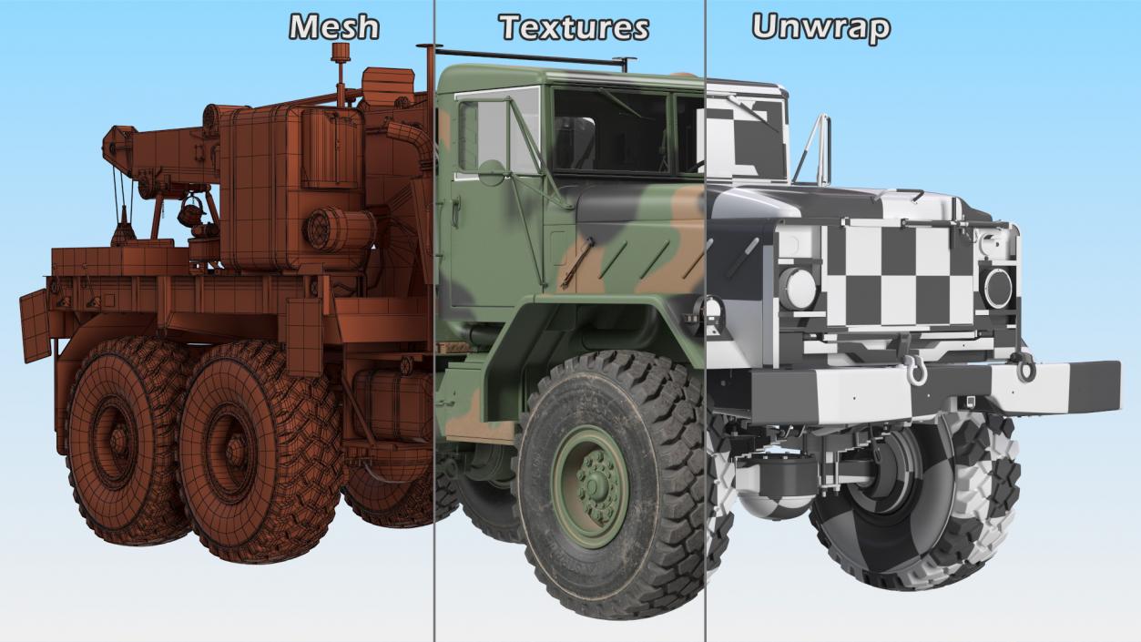 M939 Military Wrecker Green Rigged 3D model