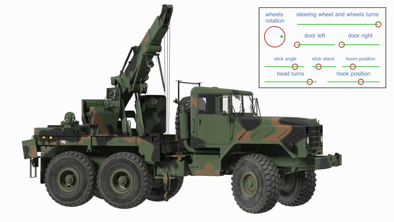 M939 Military Wrecker Green Rigged 3D model