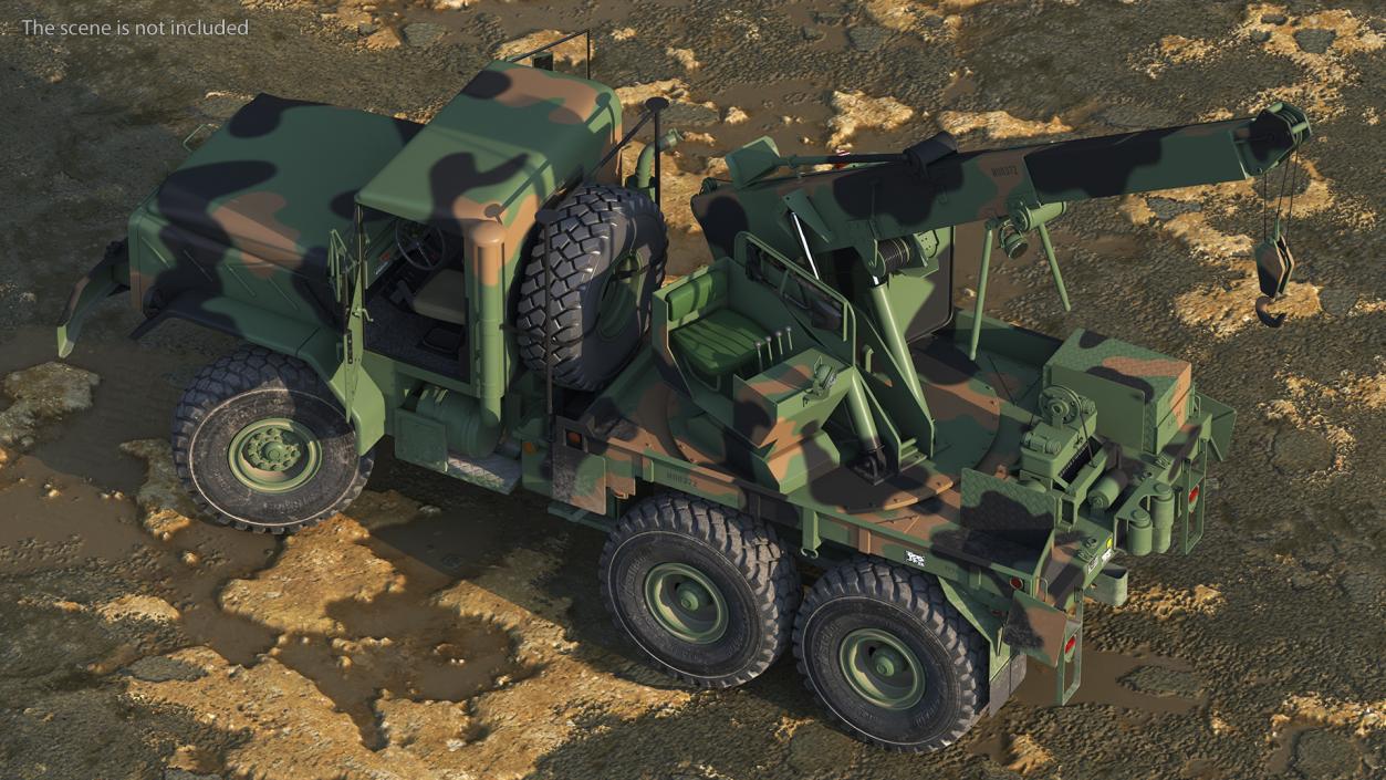 M939 Military Wrecker Green Rigged 3D model