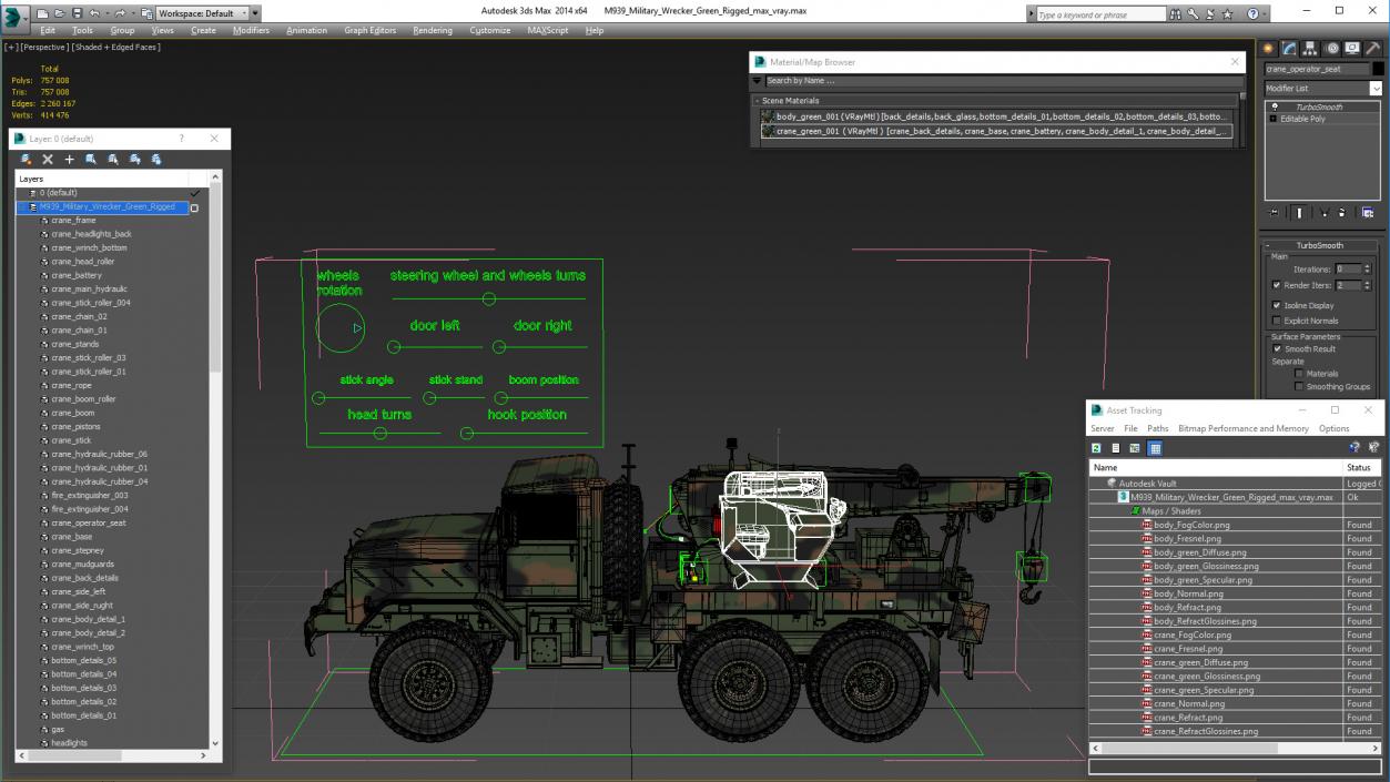 M939 Military Wrecker Green Rigged 3D model