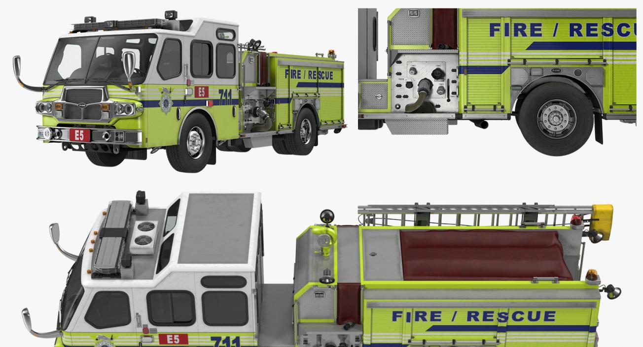 3D Fire Department E-One Quest Pumper Rigged