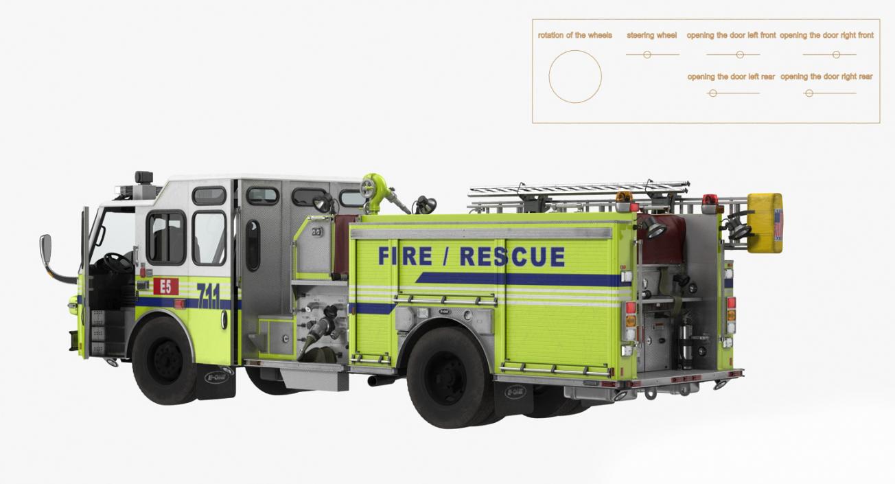 3D Fire Department E-One Quest Pumper Rigged