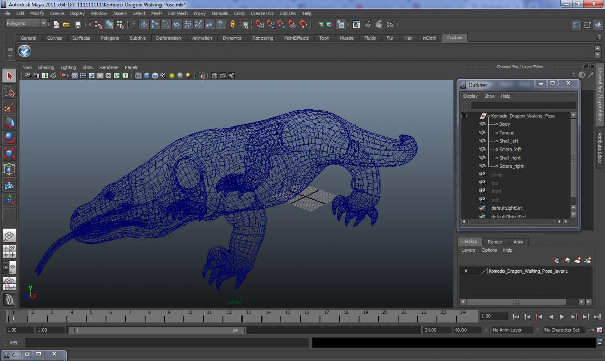 3D Komodo Dragon Walking Pose