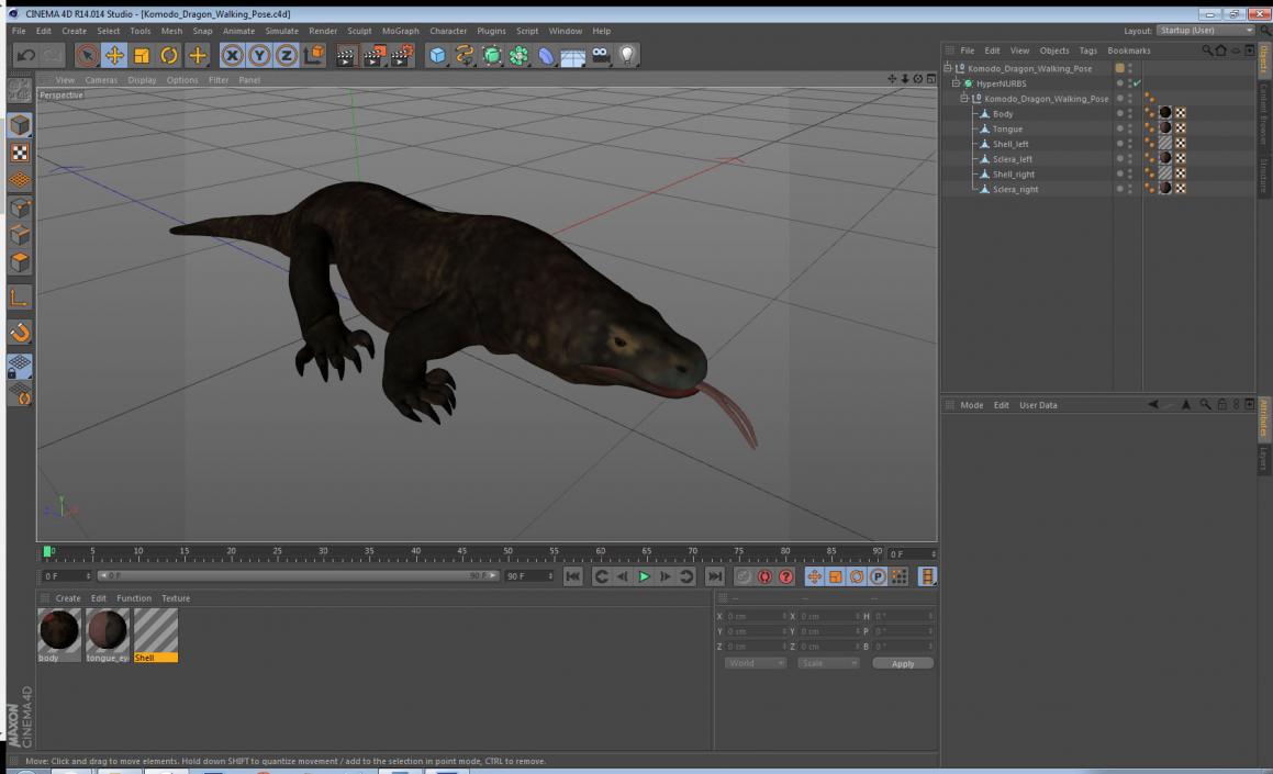 3D Komodo Dragon Walking Pose