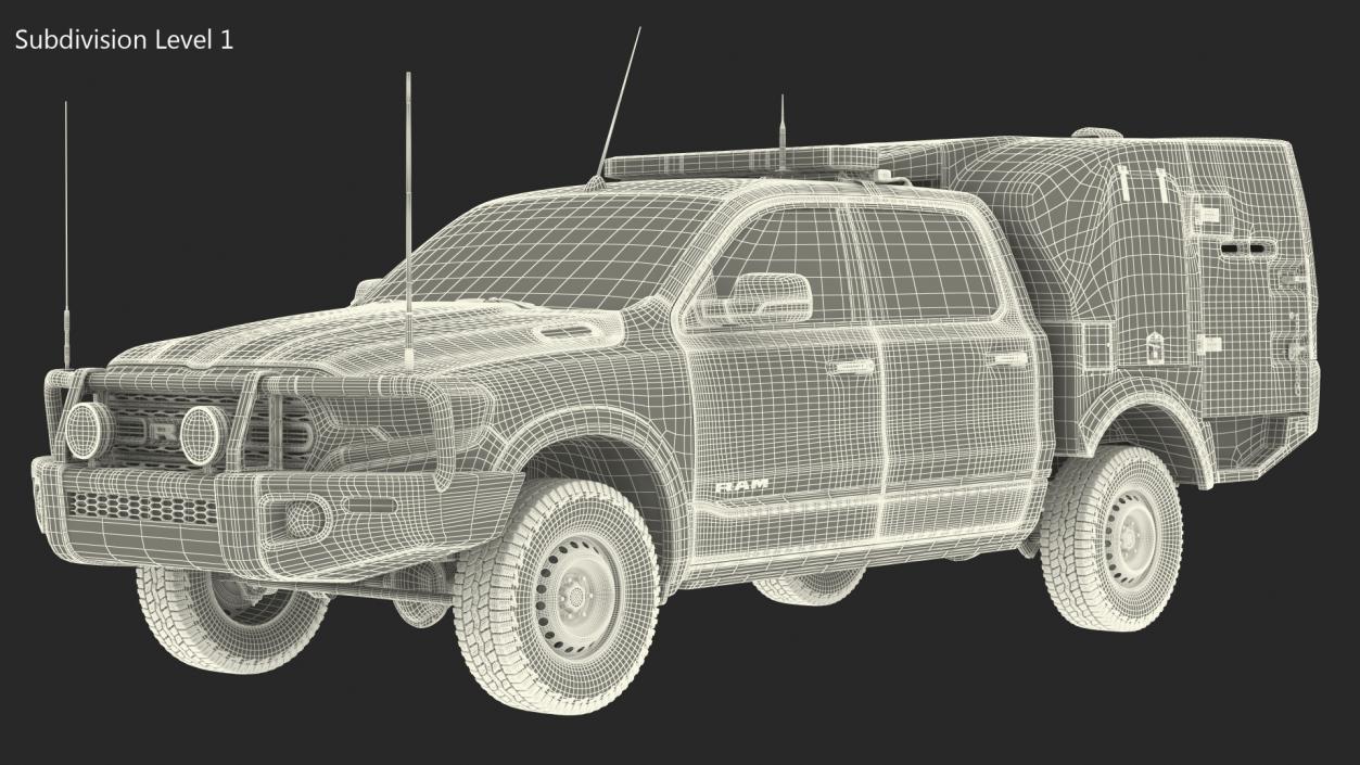 3D model Police Paddy Wagon Dodge RAM 1500 Rigged