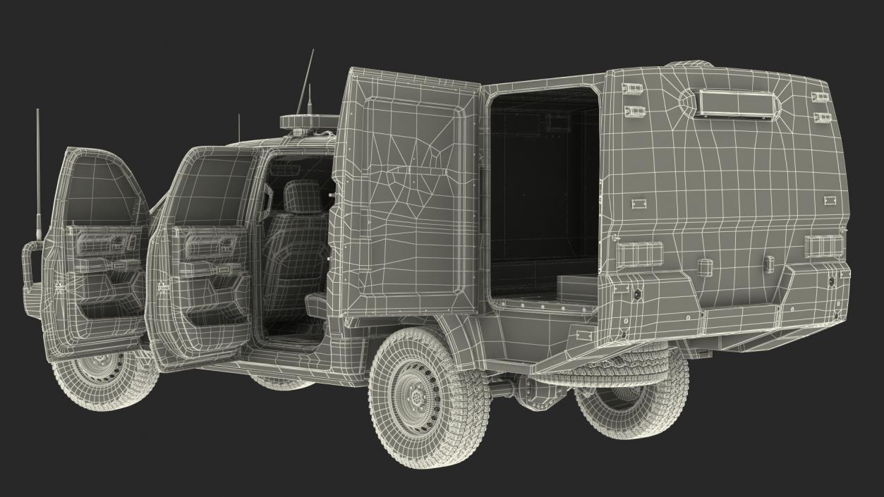 3D model Police Paddy Wagon Dodge RAM 1500 Rigged