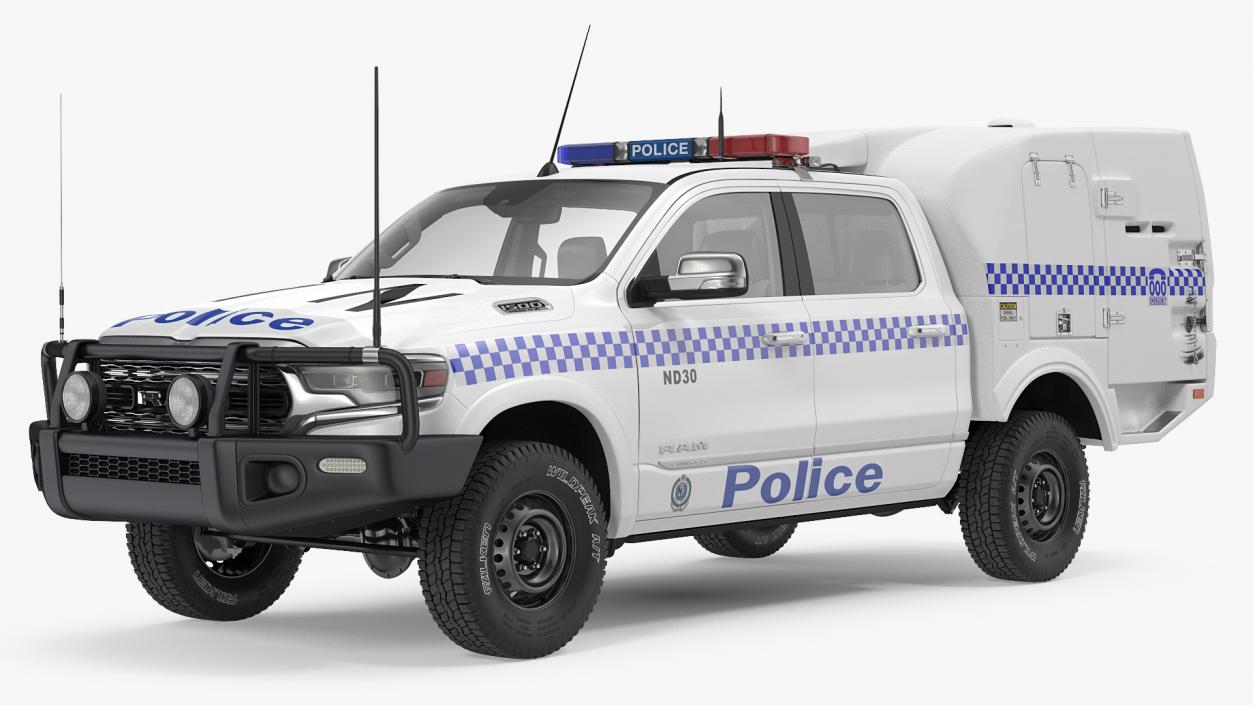 3D model Police Paddy Wagon Dodge RAM 1500 Rigged