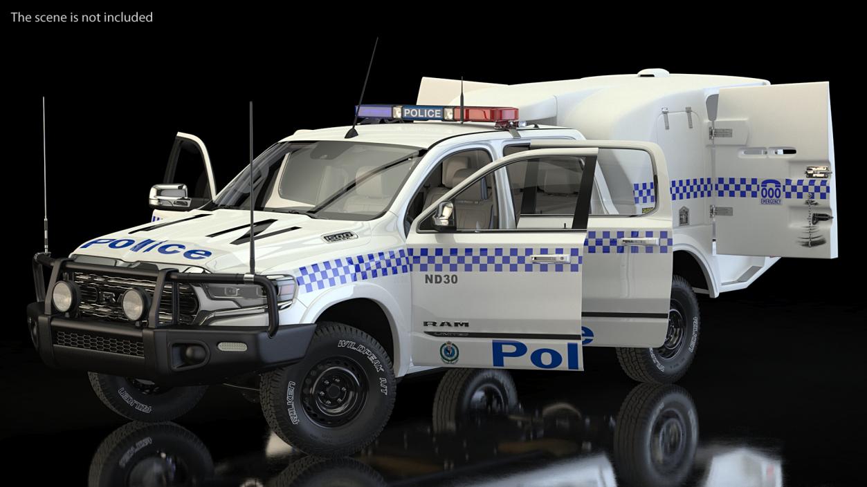 3D model Police Paddy Wagon Dodge RAM 1500 Rigged