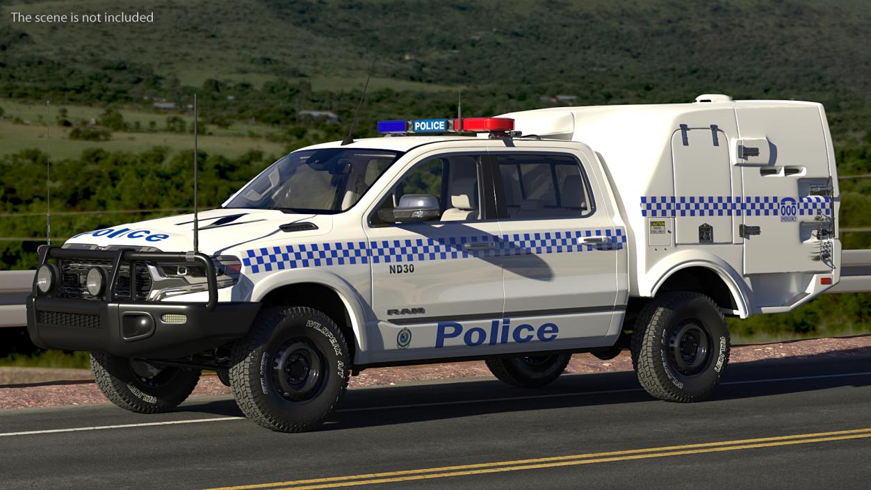 3D model Police Paddy Wagon Dodge RAM 1500 Rigged