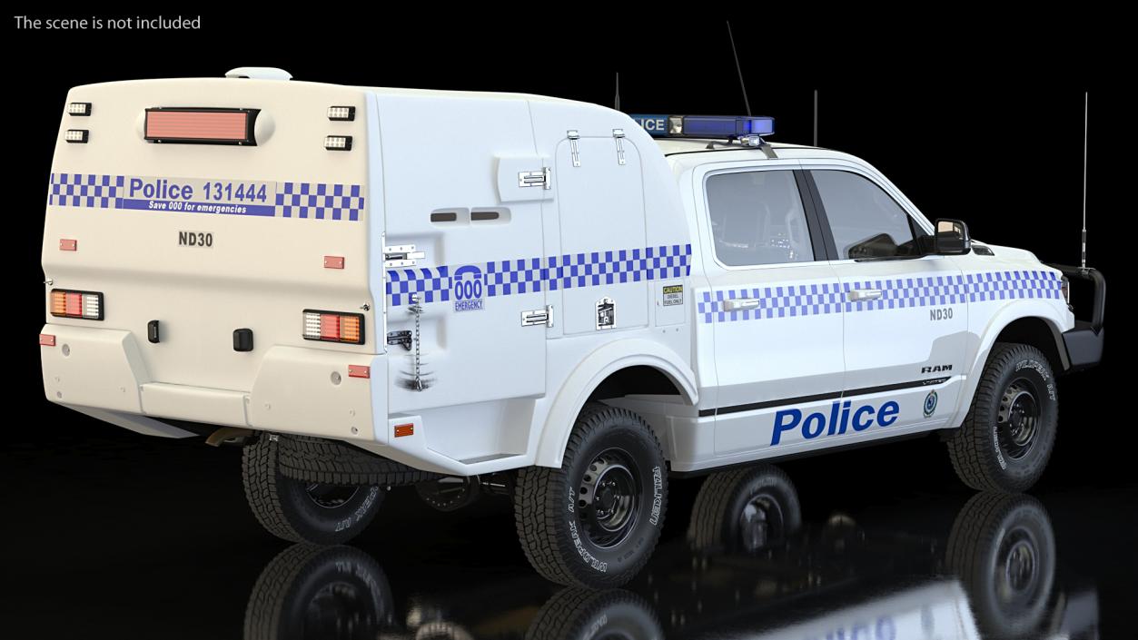 3D model Police Paddy Wagon Dodge RAM 1500 Rigged