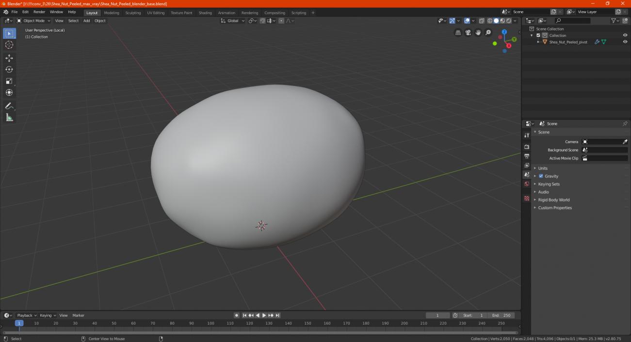 3D model Shea Nut Peeled