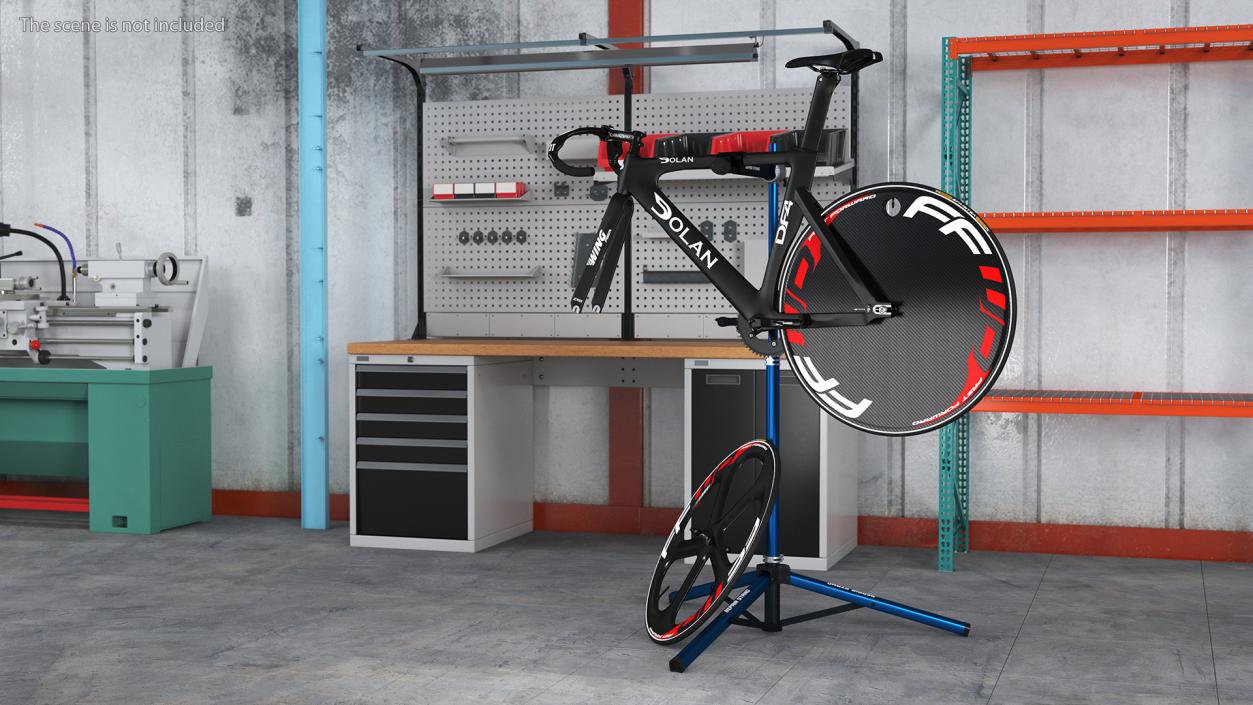 3D Carbon Track Bicycle on Repair Stand