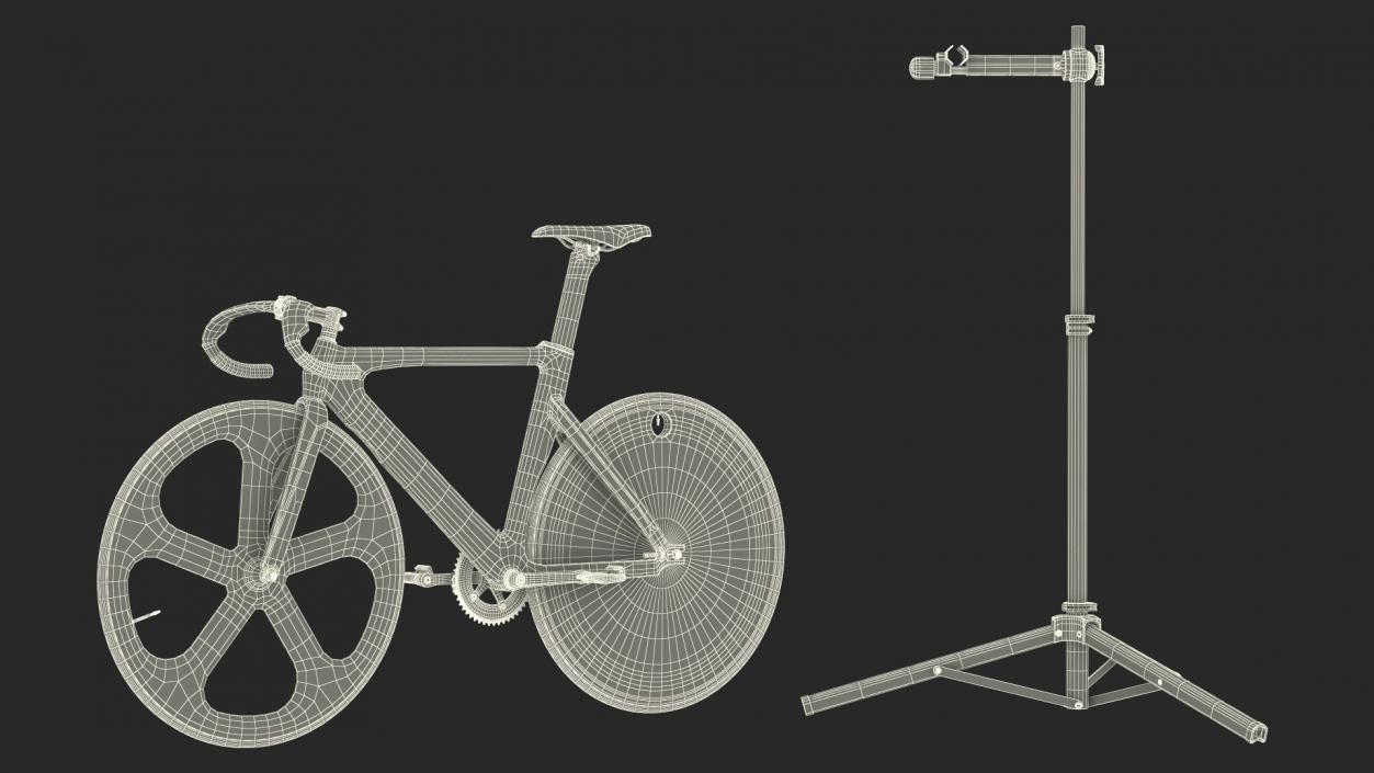 3D Carbon Track Bicycle on Repair Stand