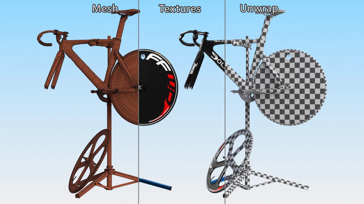 3D Carbon Track Bicycle on Repair Stand