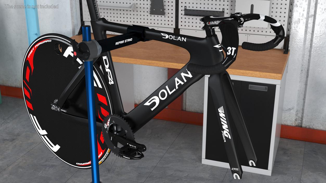 3D Carbon Track Bicycle on Repair Stand