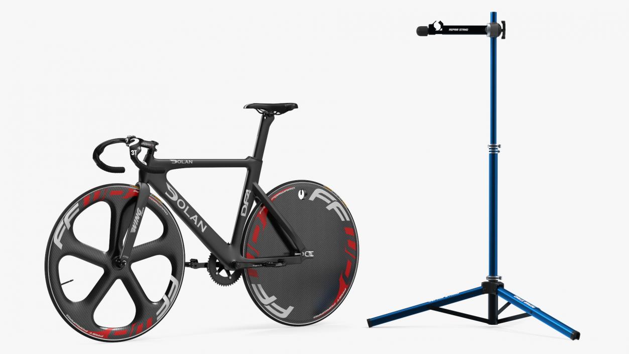 3D Carbon Track Bicycle on Repair Stand