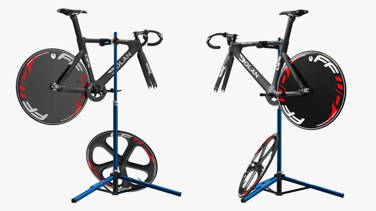 3D Carbon Track Bicycle on Repair Stand