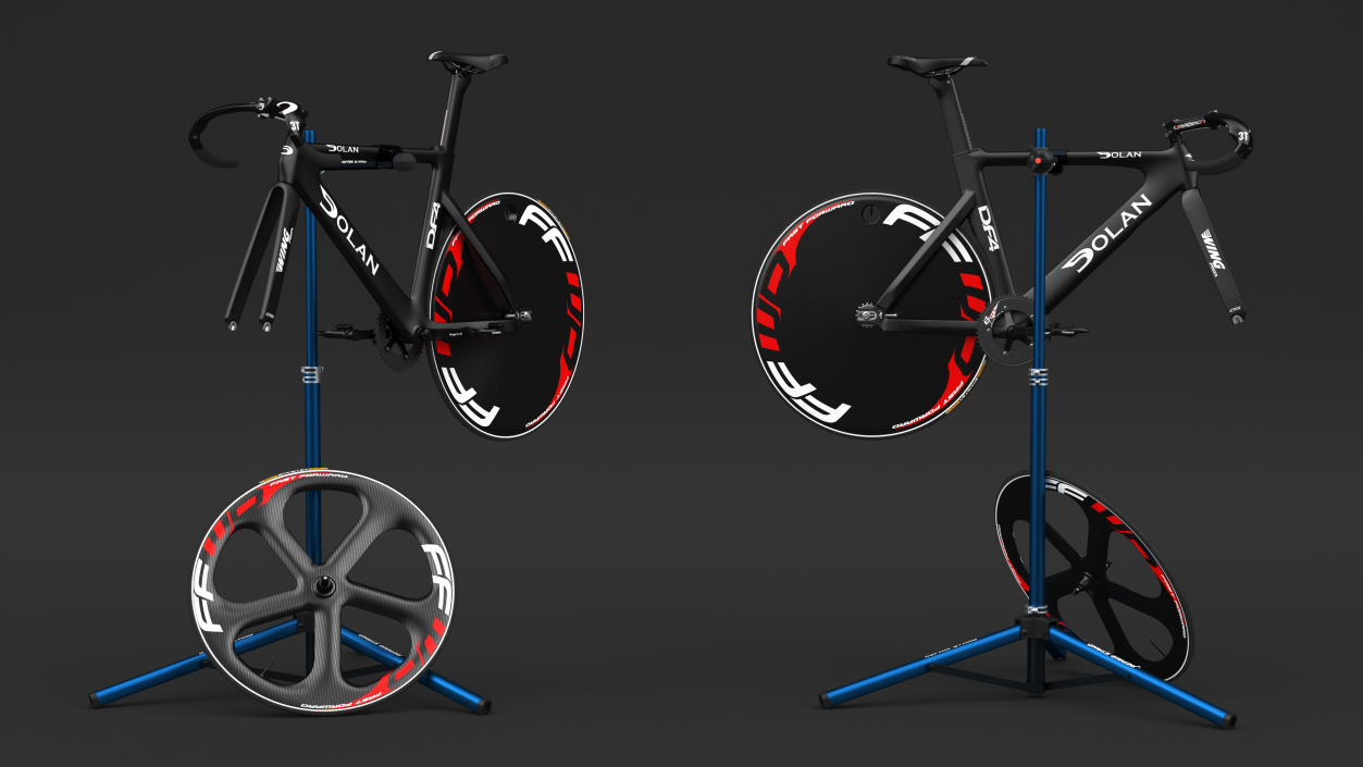 3D Carbon Track Bicycle on Repair Stand