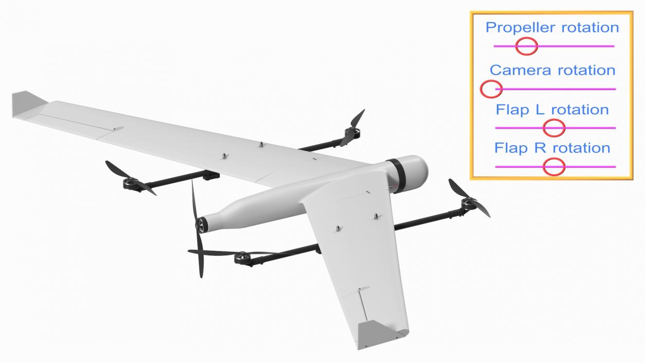 ZALA VTOL Unmanned Aerial Vehicle Rigged for Maya 3D model