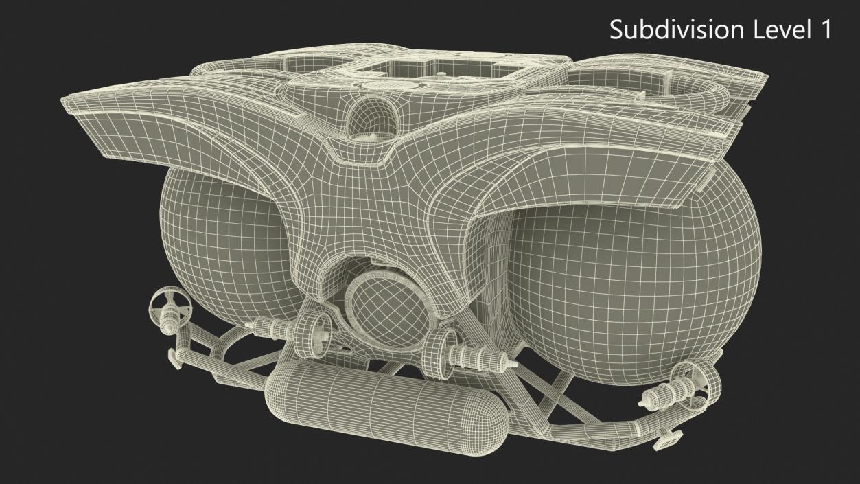 3D Tourist Deep Sea Submarine Rigged model