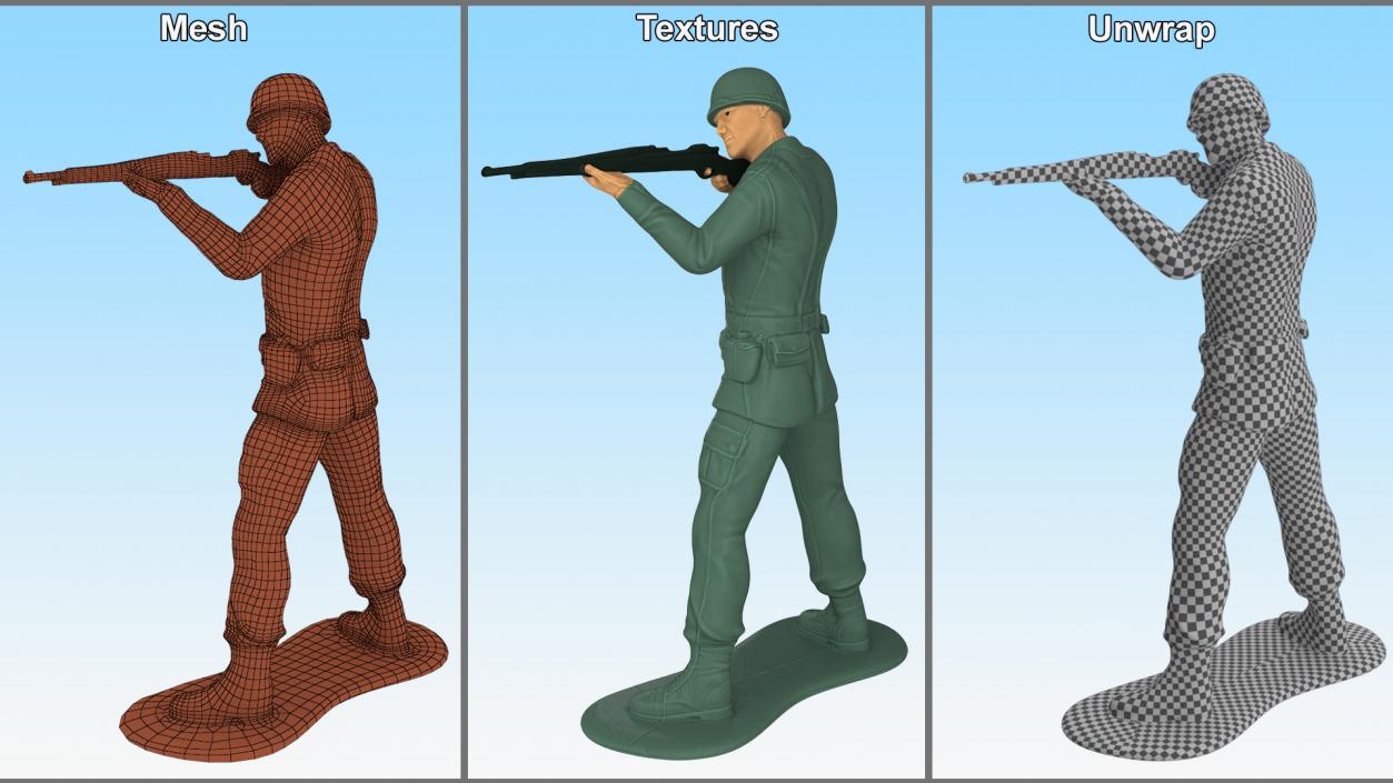 Miniature Toy Soldier Shooting Position 3D model