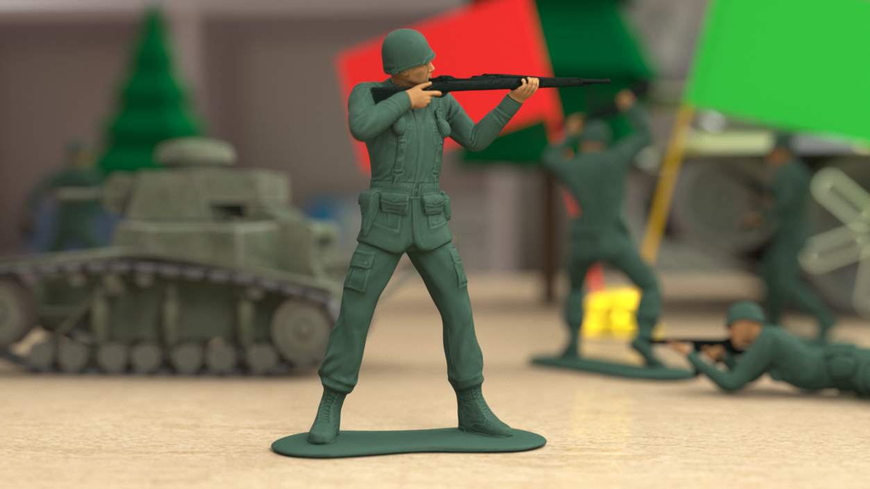 Miniature Toy Soldier Shooting Position 3D model