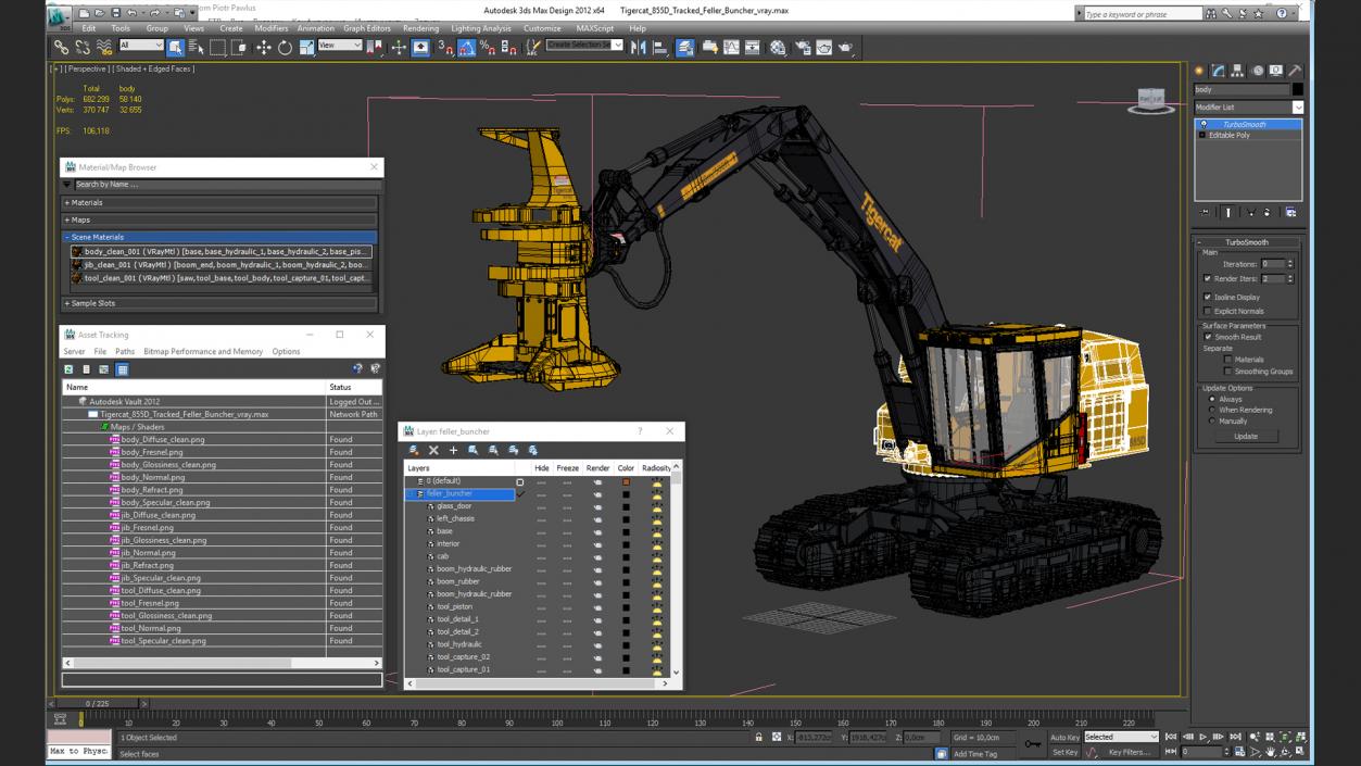 3D Tigercat 855D Tracked Feller Buncher