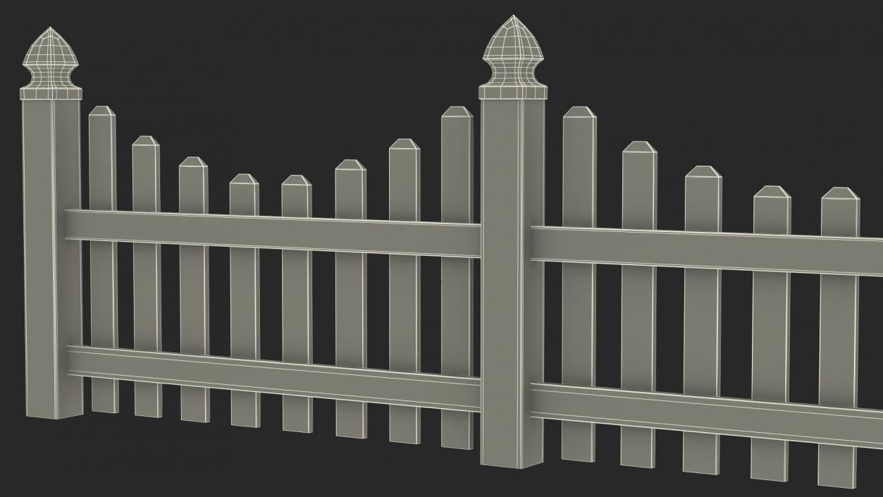 White Scalloped Fence Section 3D model