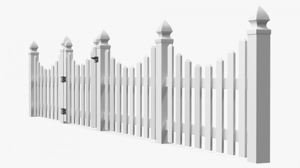 White Scalloped Fence Section 3D model