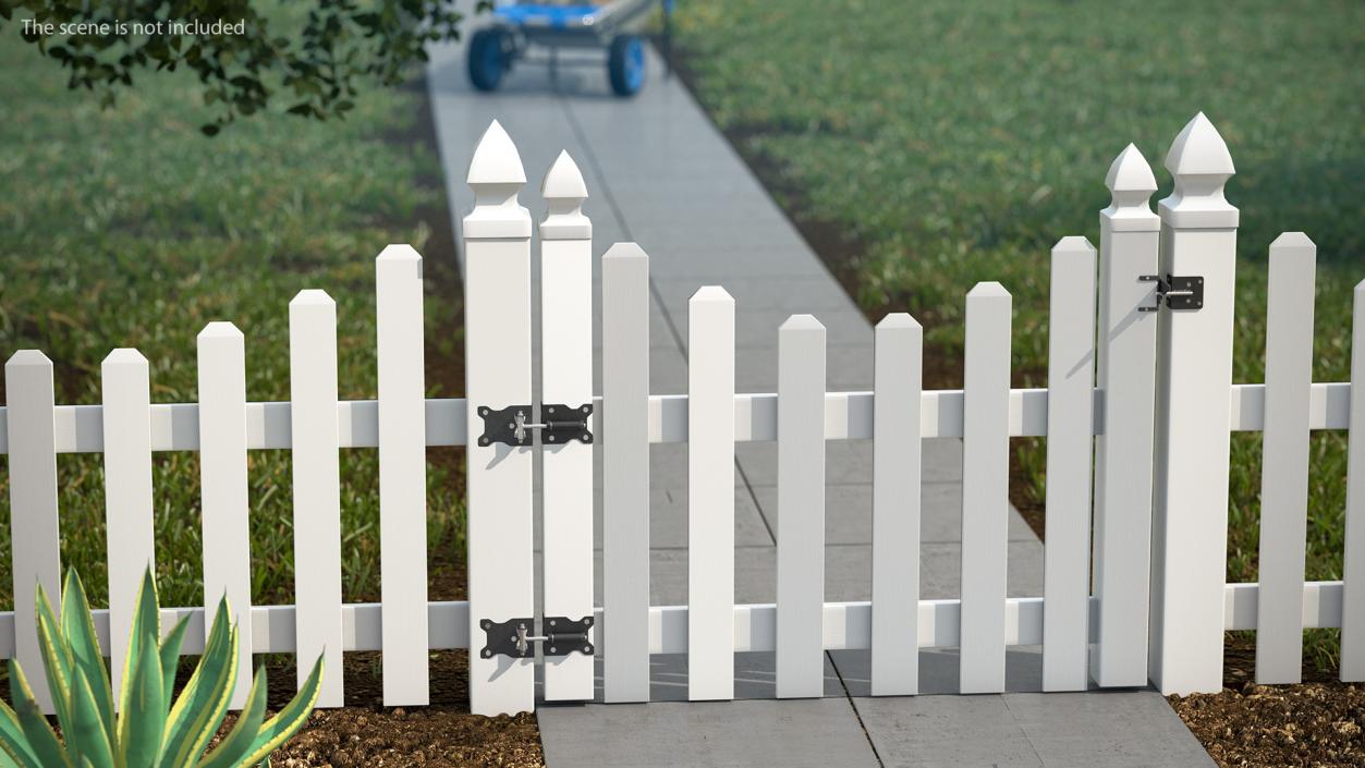 White Scalloped Fence Section 3D model