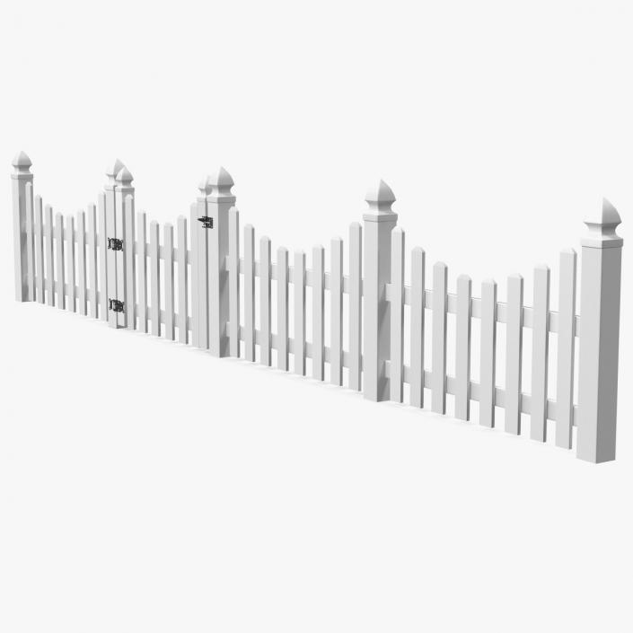 White Scalloped Fence Section 3D model