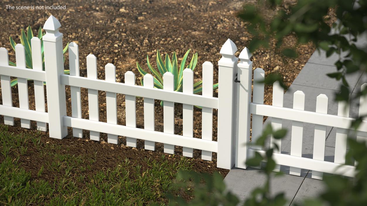 White Scalloped Fence Section 3D model