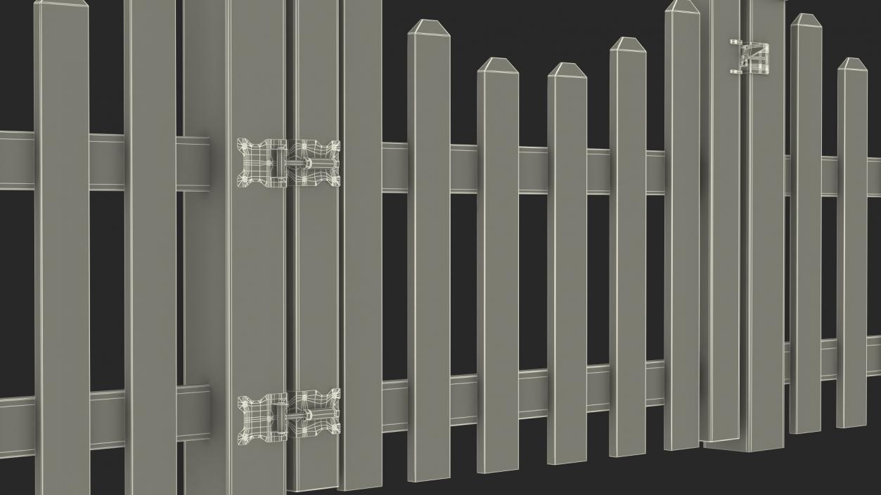 White Scalloped Fence Section 3D model