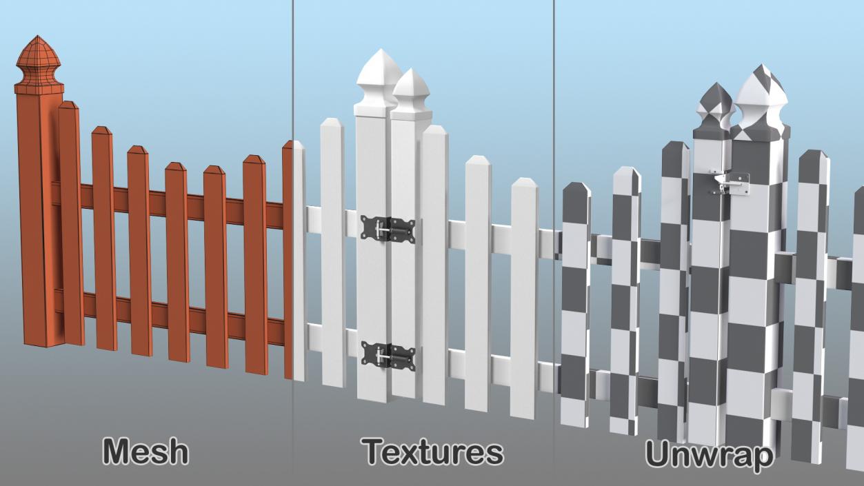 White Scalloped Fence Section 3D model